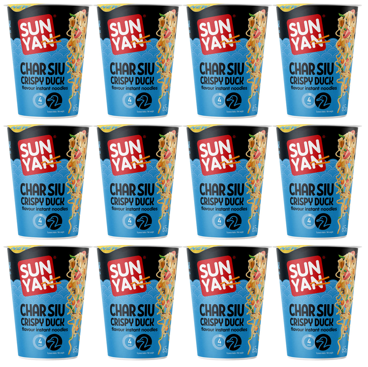 SUN YAN CHAR SIU Crispy Duck Flavor Instant Noodles 12 x 65g