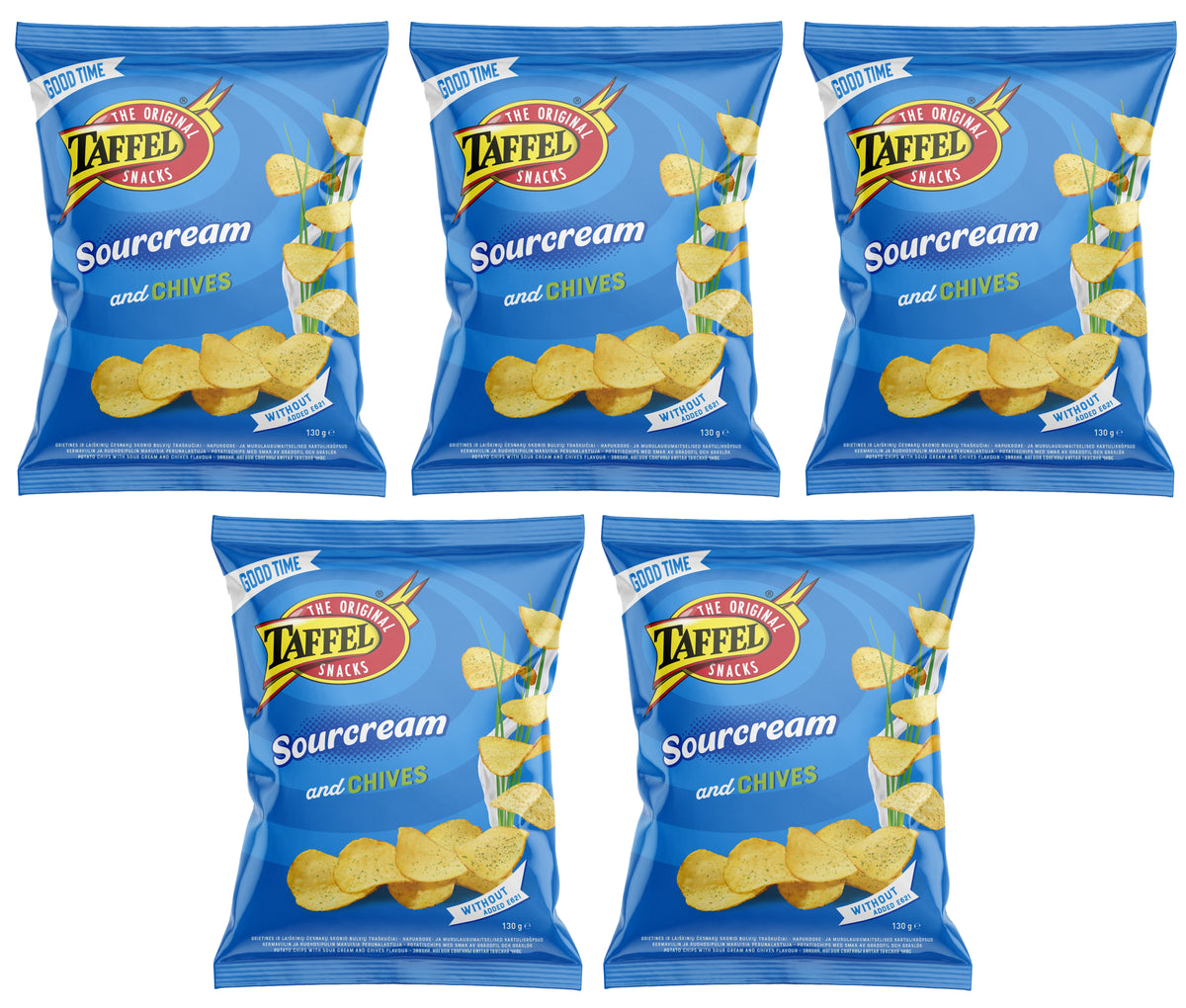 TAFFEL SOUR CREAM & CHIVES Flavor Potato Chips 5 x 130g