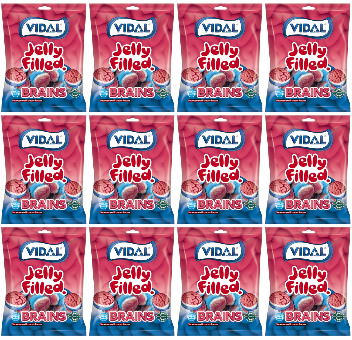 VIDAL Jelly Filled Brains Strawberry & Cream Flavor Gummi Candies 12 x 90g