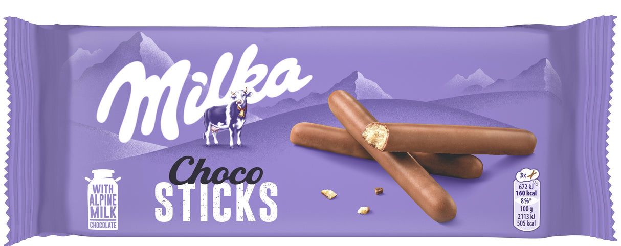 MILKA CHOCO STICKS Alpine Milk Chocolate Covered Cookies 112g