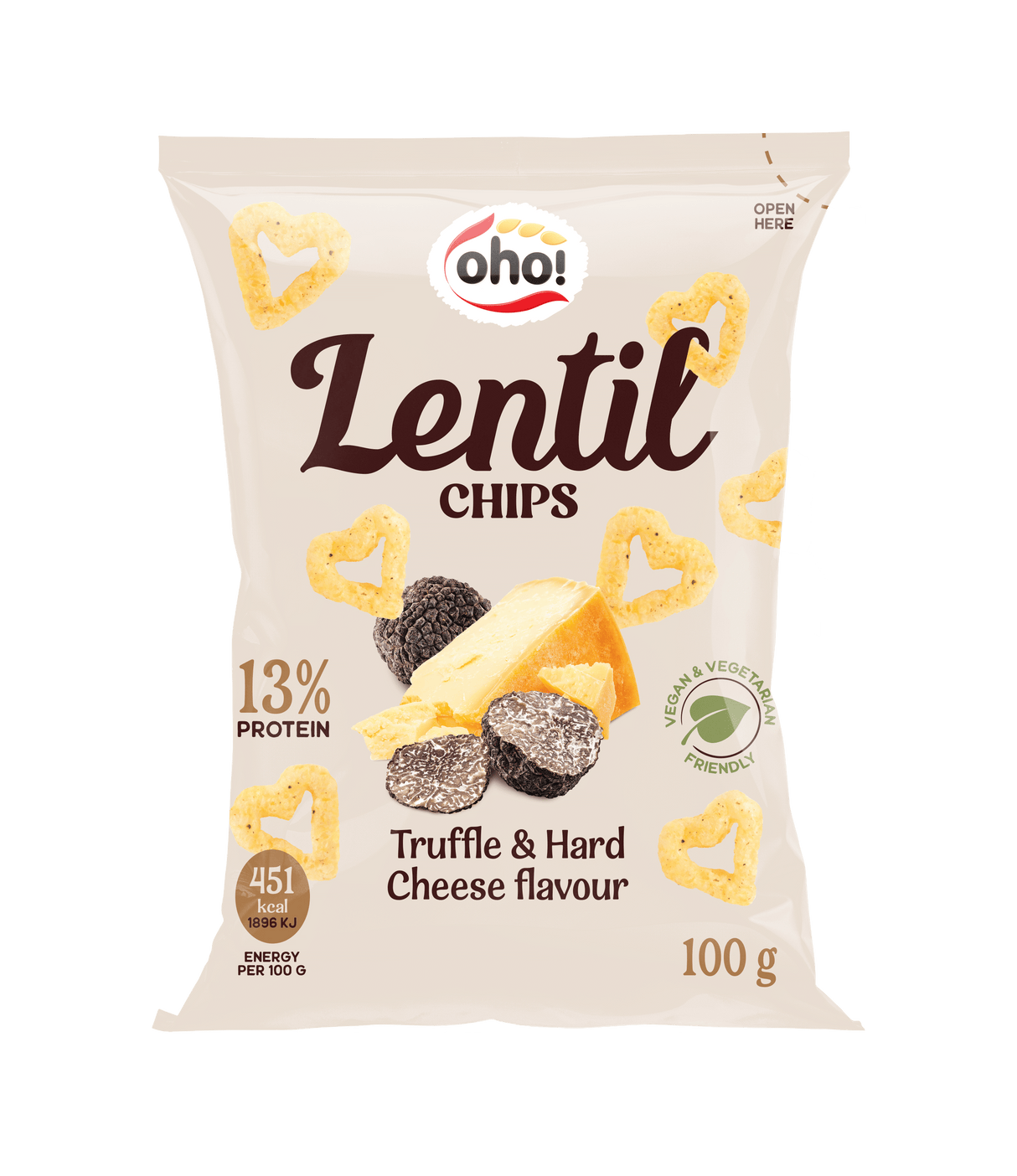 OHO Lentil Chips Truffle & Hard Cheese Flavor Snacks Vegan 100g 3.5oz