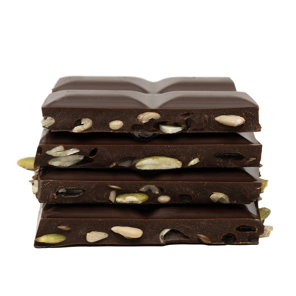 RUTA 75% Cocoa Dark Chocolate with Pumpink, Sunflowers and Flax Seeds 90g