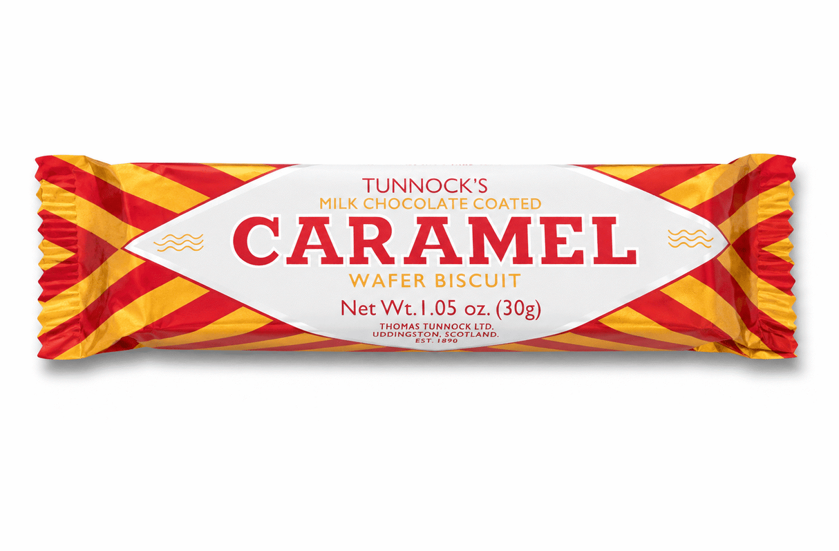 TUNNOCK’S Milk Chocolate Covered Caramel Wafer Biscuit Cookie 30g