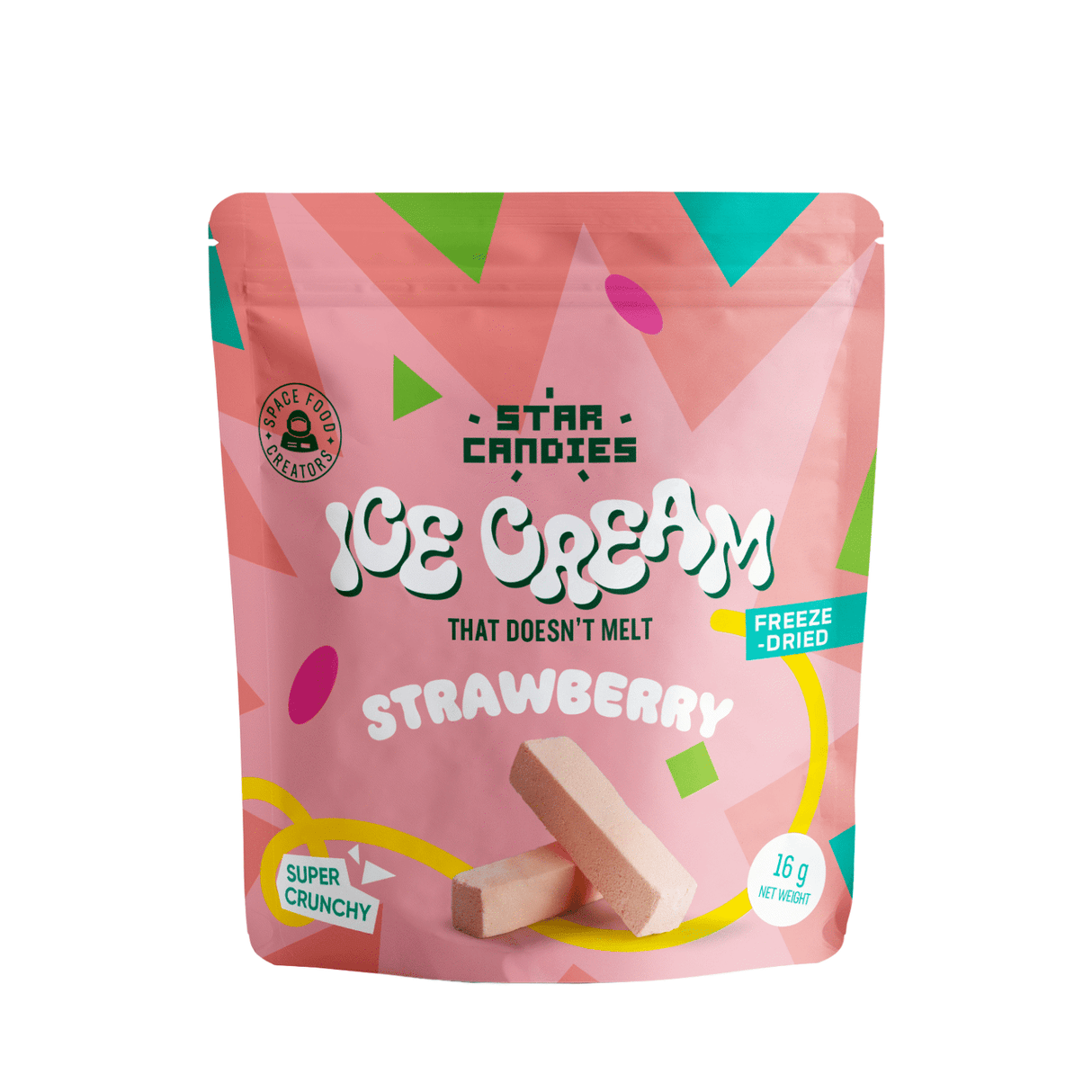 STAR CANDIES Freeze Dried Ice Cream Strawberry Flavor 12 x 16g