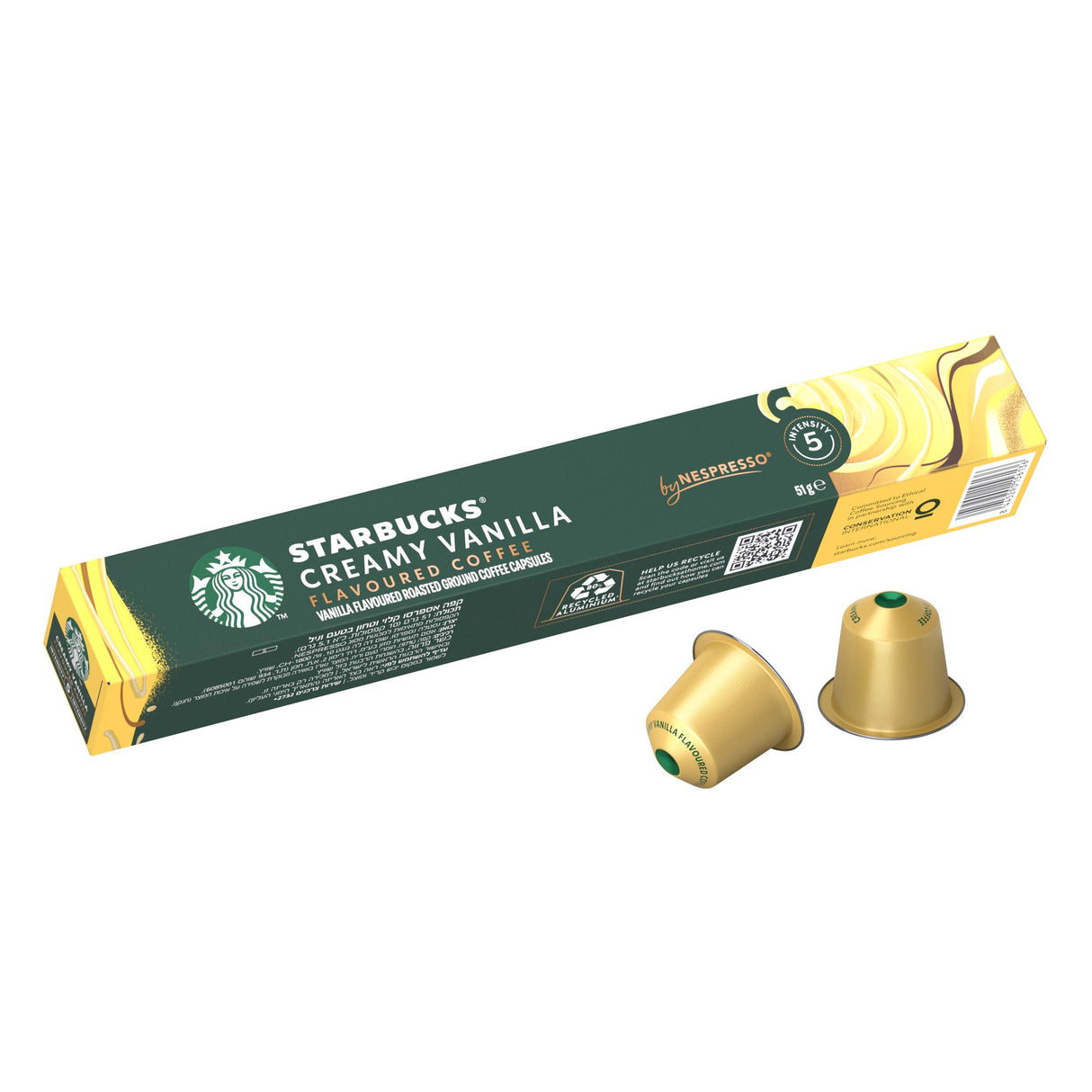 STARBUCKS CREAMY VANILLA Flavor Roasted Ground Coffee Capsules by NESPRESSO 51g