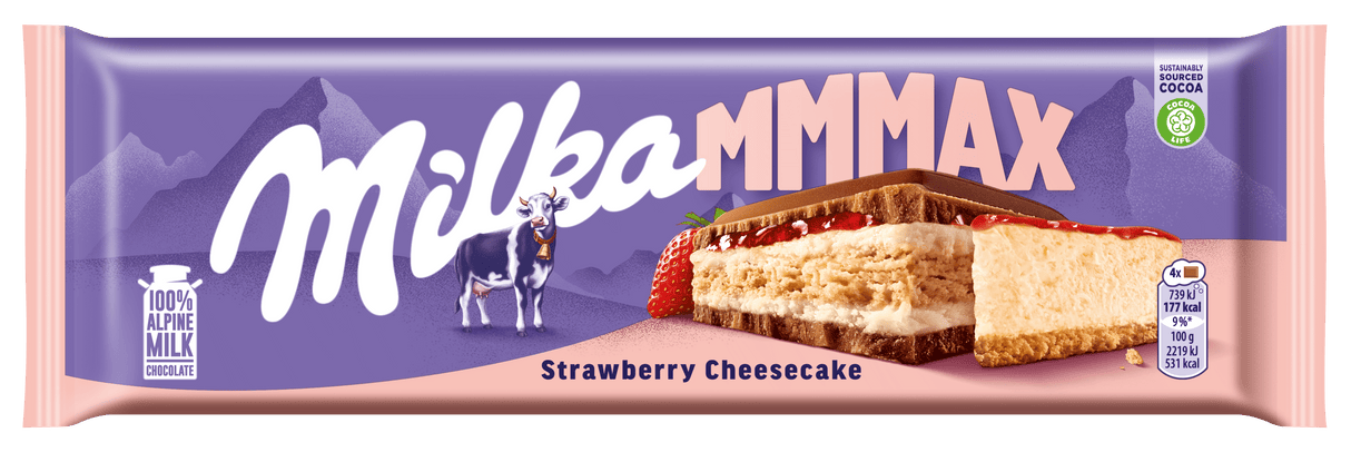 MILKA MMMAX Strawberry Cheesecake Flavor Chocolate Bar 300g
