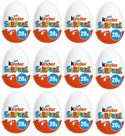 12 KINDER Surprise Chocolate Eggs With Toy Inside 20g 0.7oz