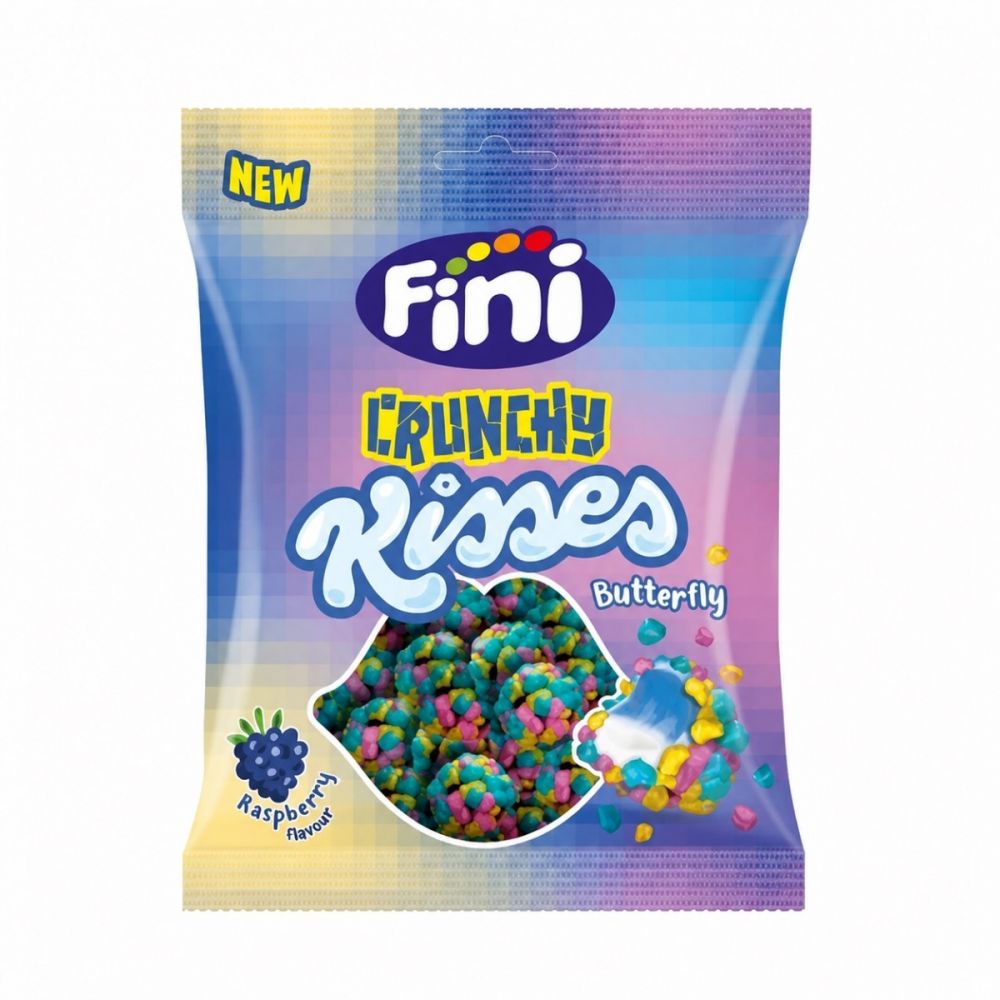 FINI CRUNCHY Kisses Butterfly Raspberry Flavor Gummi Candies 75g