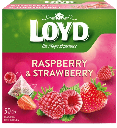 LOYD RASPBERRY & STRAWBERRY Flavor Fruit Tea 50 Teabags Box 100g
