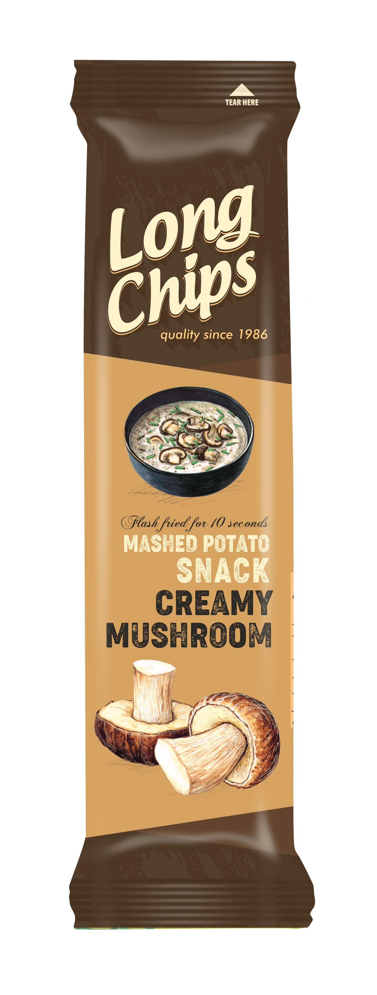 LONG CHIPS CREAMY MUSHROOM Flavor Thin Potato Chips 75g 2.65oz