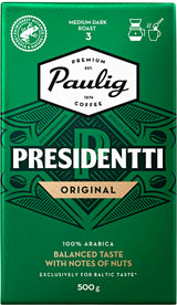 PAULIG PRESIDENTTI ORIGINAL Ground Coffee 100% Arabica 3 x 500g 18oz