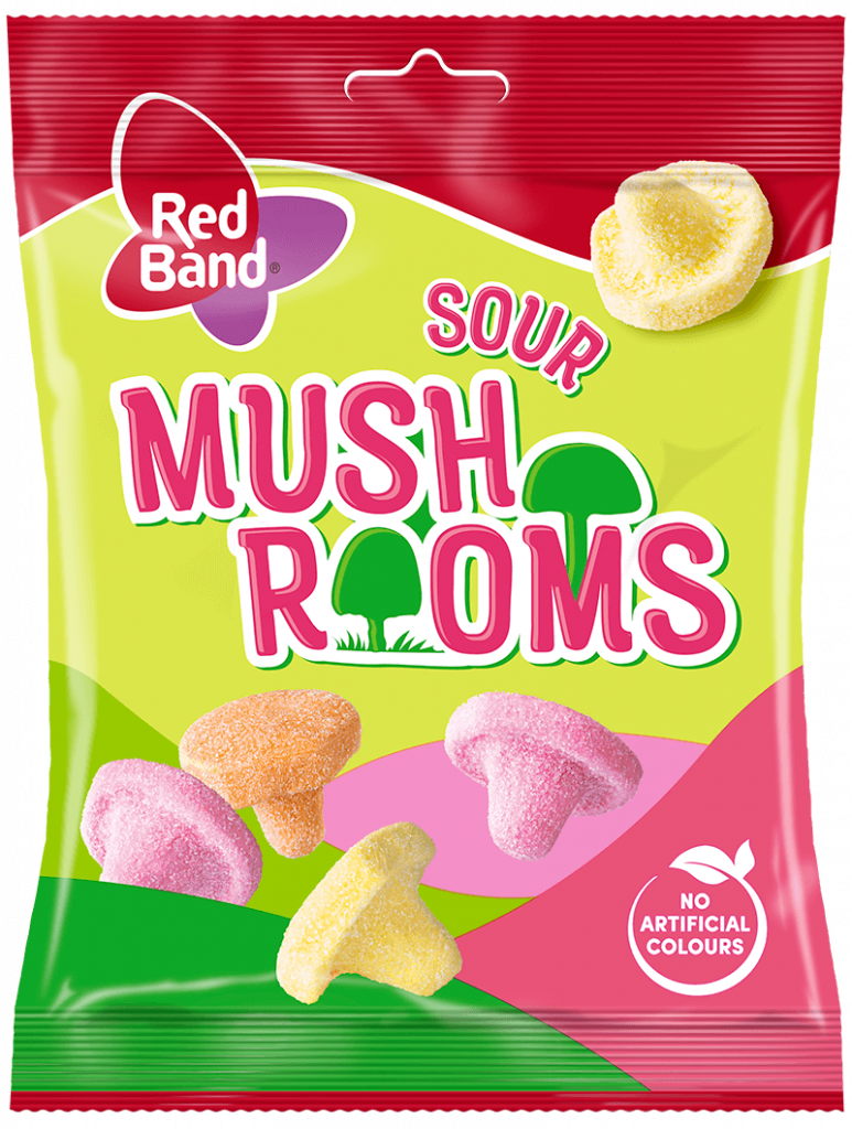 RED BAND SOUR MUSHROOMS Gummi Candy 100g 3.5oz