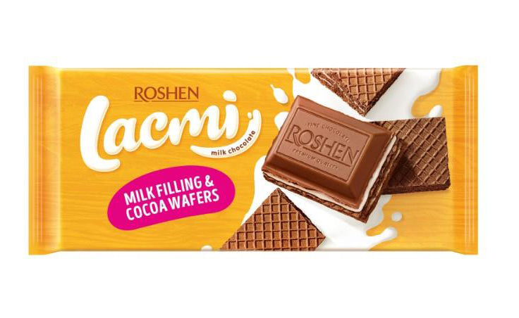 ROSHEN LACMI Chocolate Bar with Milk Filling & Cocoa Wafers 90g