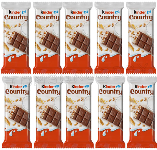 10 KINDER COUNTRY Puffy Rice & Rich Milk Filling Chocolate Bars 23g 0.81oz