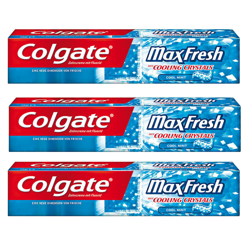 3 COLGATE MAX FRESH Cool Mint Toothpaste with Cooling Crystals 100ml 3.4 fl oz