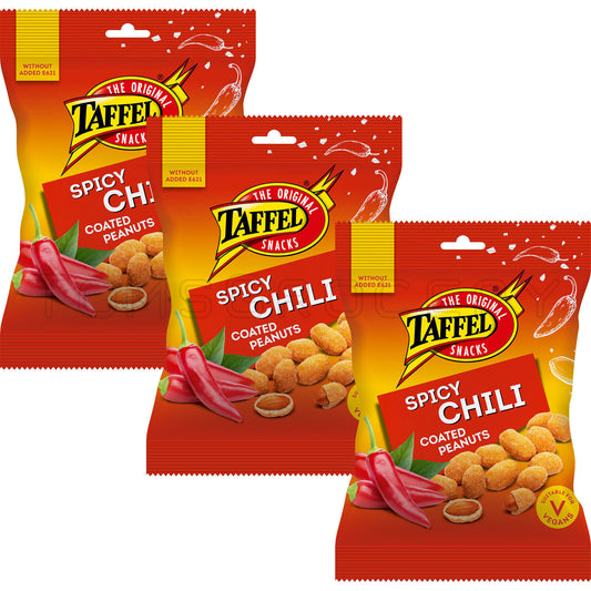 3 TAFFEL SPICY CHILI Coated Roasted Peanuts Beer Snacks 140g 4.9oz