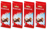 4 KARUNA Milk Chocolate Bars European Sweets Lithuanian Treats 80g 2.8oz