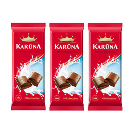 4 KARUNA Milk Chocolate Bars European Sweets Lithuanian Treats 80g 2.8oz