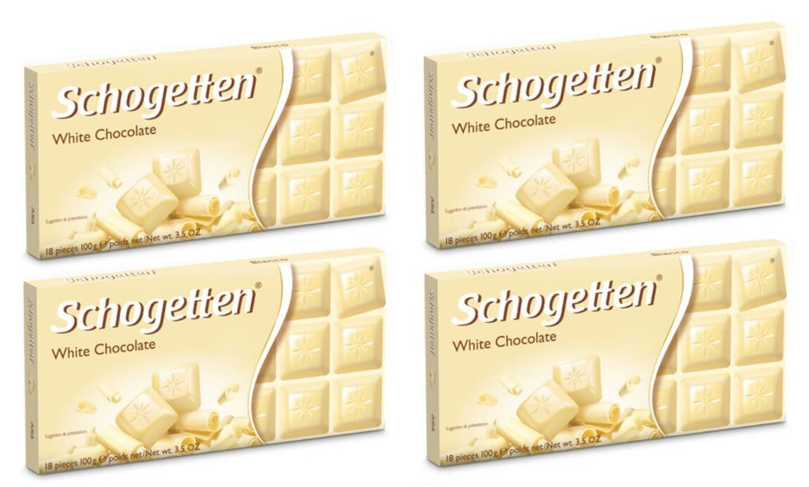 4 SCHOGETTEN White Chocolate Bars German Sweets Candy 100g 3.5oz