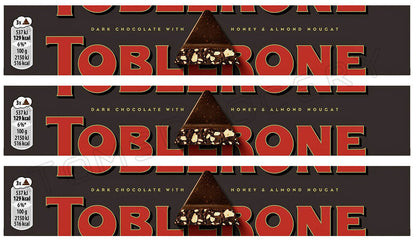 3 TOBLERONE BLACK Dark Swiss Chocolate with Honey & Almond Nougat 100g 3.5oz