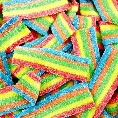 400g 14oz SOUR SUGAR RAINBOW BELTS RETRO SWEETS CANDY PARTY BAG FILLERS