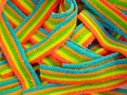 400g 14oz SOUR SUGAR RAINBOW BELTS RETRO SWEETS CANDY PARTY BAG FILLERS