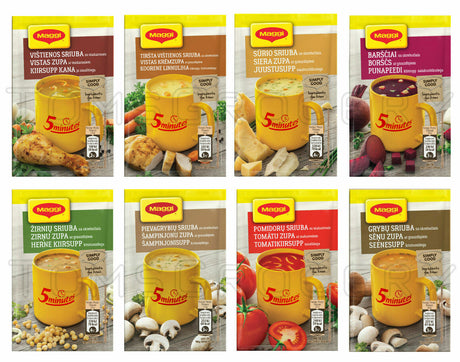 MAGGI INSTANT SOUP Bundle 8 Flavors Variety Quick Hot Mug Meal