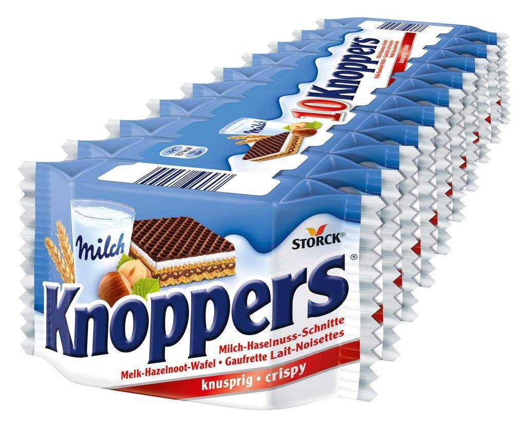 10 KNOPPERS Crispy Milk Chocolate Wafers German Sweets Snacks Treats