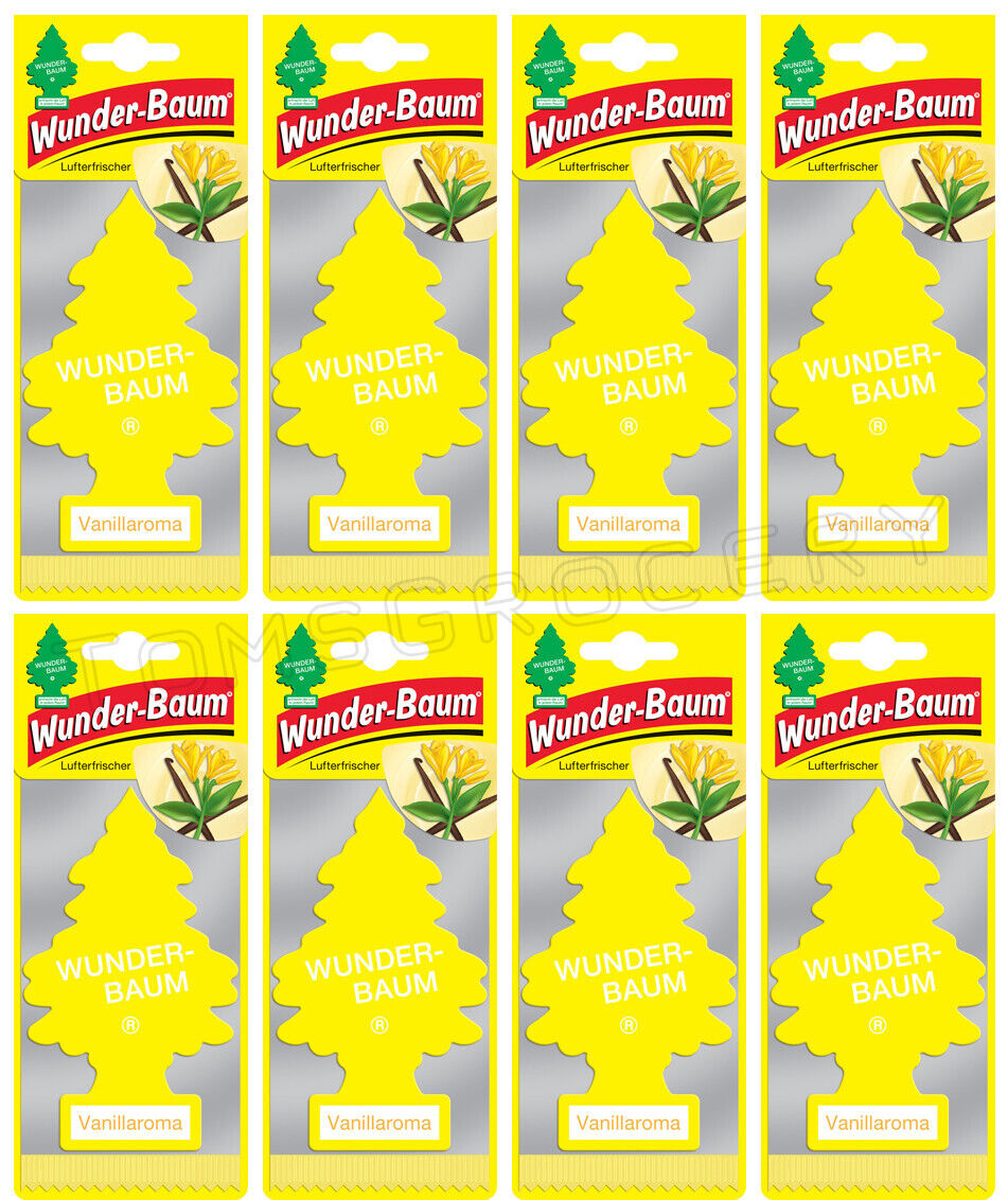 8 x WUNDER BAUM VANILLAROMA Car Scents Hanging Little Trees Air Freshener