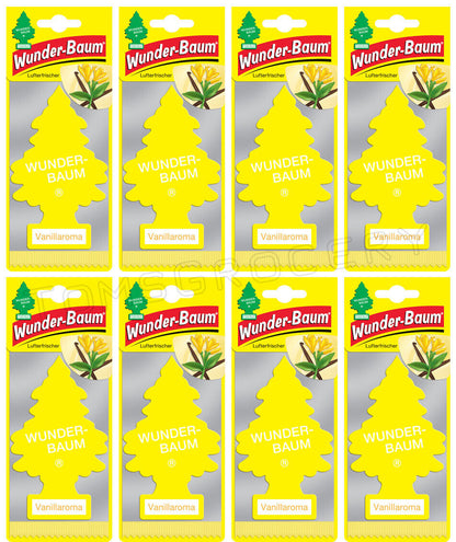 8 x WUNDER BAUM VANILLAROMA Car Scents Hanging Little Trees Air Freshener