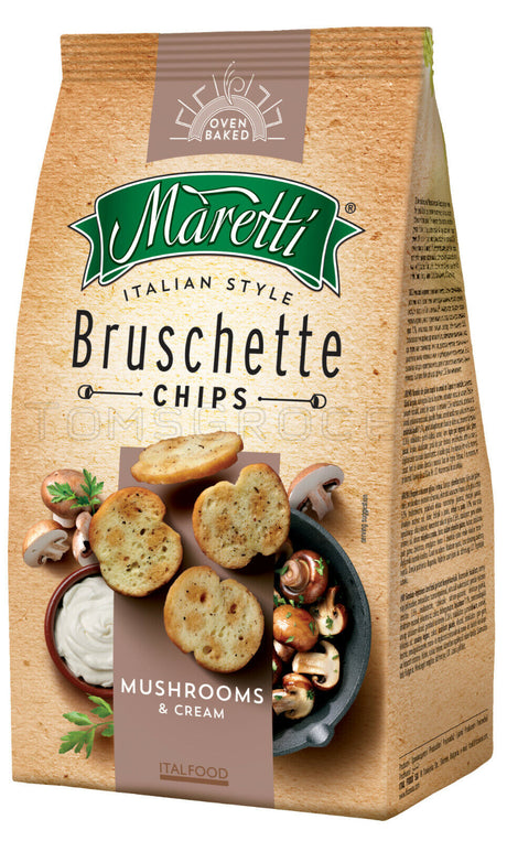 4 BRUSCHETTE MARETTI Mushroom & Cream Flavor Oven Baked Bread Chips Snacks 70g