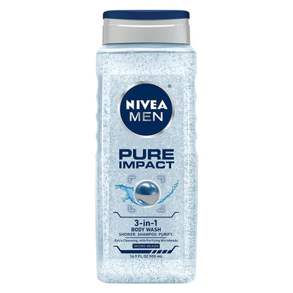 NIVEA MEN PURE IMPACT Purifying Shower Gel Body Wash 500ml 16.9 fl oz