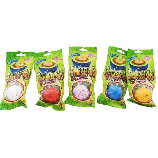 5 JAWBREAKER LOLLIPOPS With Bubble Gum Center and Tattoo Retro Party Candy