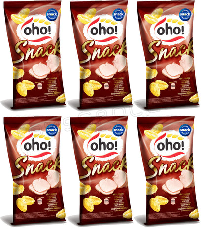 6 OHO BACON Flavor Puffed Salty Wheat Snacks Crisps 35g 1.23oz