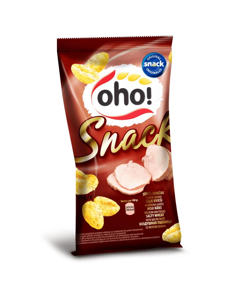 6 OHO BACON Flavor Puffed Salty Wheat Snacks Crisps 35g 1.23oz