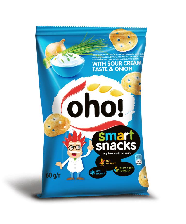 5 OHO SOUR CREAM & ONION Flavor Puffed Potato Chips 60g 2.1oz