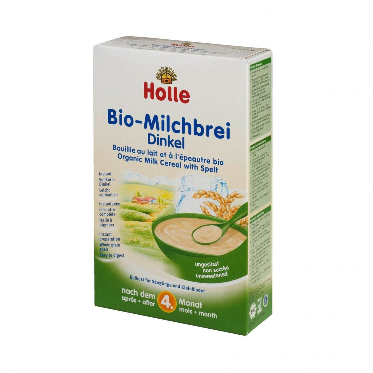HOLLE Organic Unsweetened Milk Cereal with Spelt From 4 Months 250 g 8.8 oz
