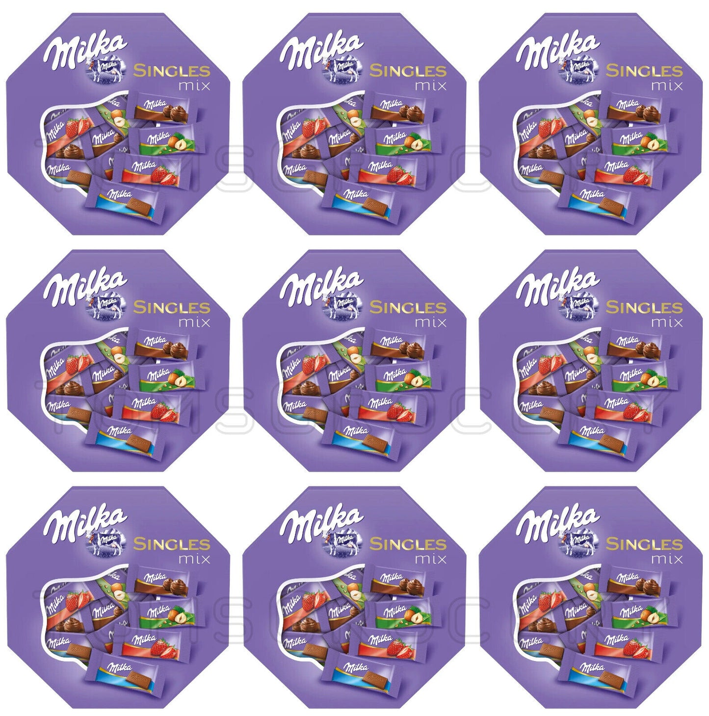 9 x Milka Singles Assorted Mix Mini Chocolate Bars Bites 138g 4.9oz