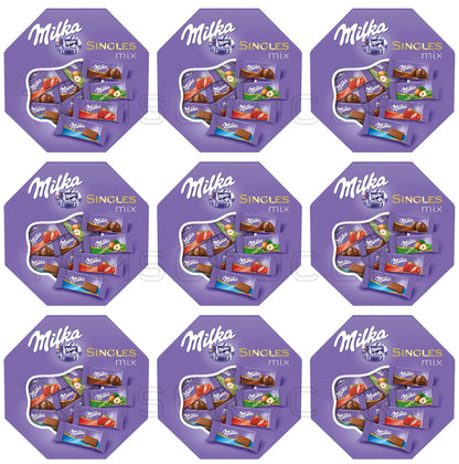 9 x Milka Singles Assorted Mix Mini Chocolate Bars Bites 138g 4.9oz