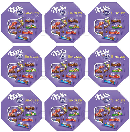 9 x Milka Singles Assorted Mix Mini Chocolate Bars Bites 138g 4.9oz