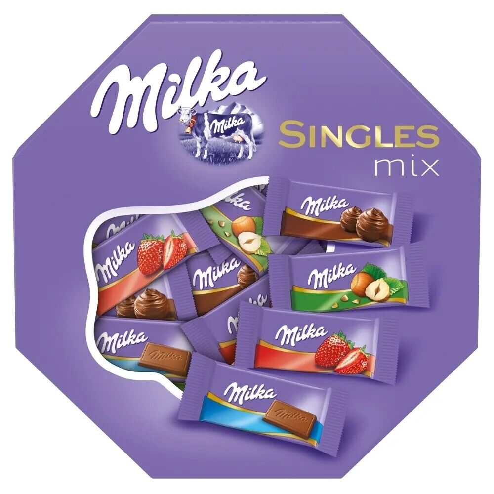 9 x Milka Singles Assorted Mix Mini Chocolate Bars Bites 138g 4.9oz