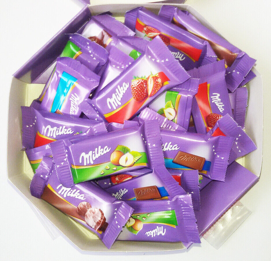 9 x Milka Singles Assorted Mix Mini Chocolate Bars Bites 138g 4.9oz