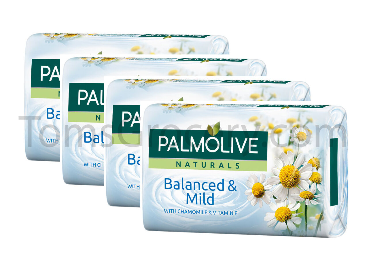 4 x Palmolive Naturals - Balanced & Mild - Bar Soap with Chamomile & Vitamin E