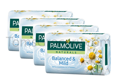4 x Palmolive Naturals - Balanced & Mild - Bar Soap with Chamomile & Vitamin E