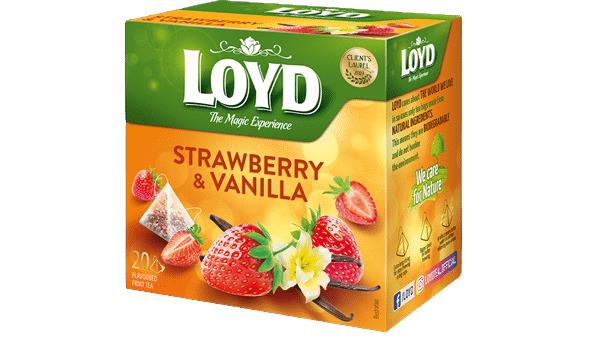 LOYD Strawberry & Vanilla Flavored Fruit Tea 20 Teabags Box