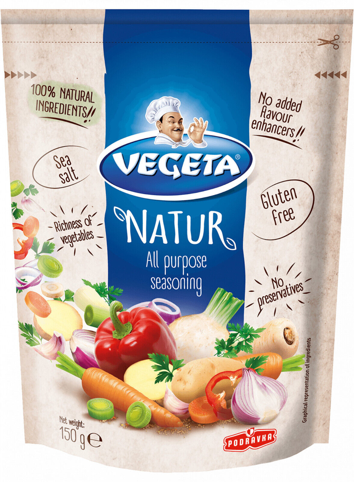 VEGETA NATUR Universal All Purpose Seasoning Spice Mix 100% Natural Ingredients 150g