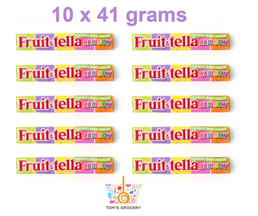 10 x FRUITTELLA Rainbow Apple Lemon Orange Berry Flavor Chewy Candy 10 x 41g