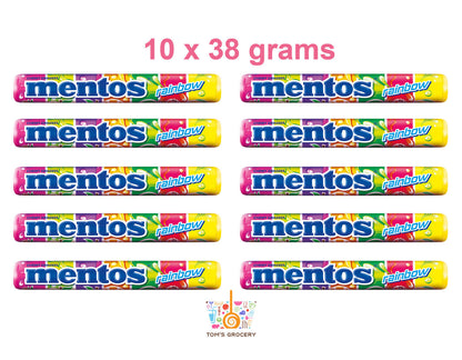 10 MENTOS RAINBOW Rolls Fruit Flavor Mix Chewy Candy 37g 1.3oz