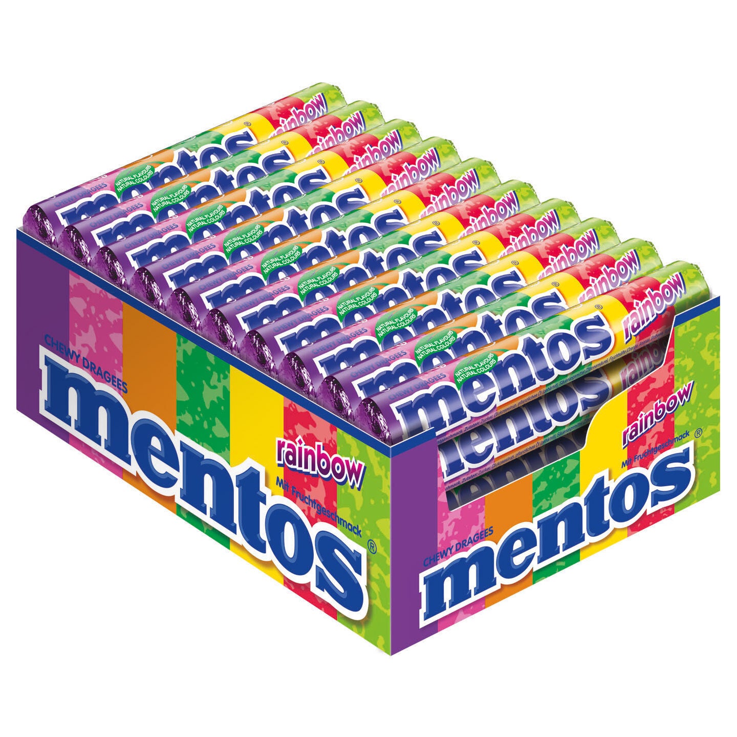 40 MENTOS RAINBOW Rolls Fruit Flavor Mix Chewy Candy 37g 1.3oz