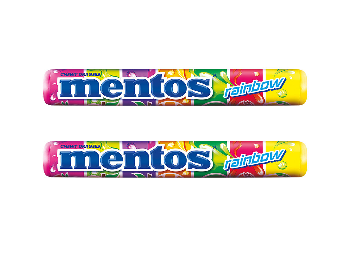 40 MENTOS RAINBOW Rolls Fruit Flavor Chewy Dragee Candy 37g 1.3oz